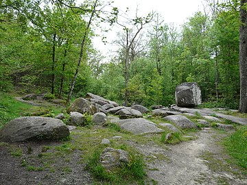 Das Felsenmeer um den Roc Branlant in Saint-Estèphe besteht aus der grobkörnigen Fazies