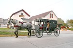 Amish buggy offering tourist rides in Shipshewana, Indiana.