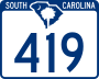 South Carolina Highway 419 marker