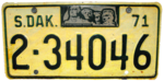 Южная Дакота Номерной знак 1971 года.png