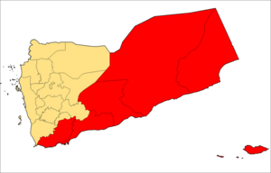 Etelä-Jemen korostettuna punaisella