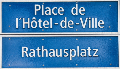 Street signs Fribourg Rathausplatz
