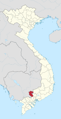 मानचित्र जिसमें ताय नन्ह प्रान्त Tây Ninh हाइलाइटेड है