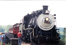 No. 3025 being parked near the Kinzua Bridge as Knox and Kane No. 58 in October 2001