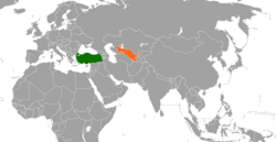 Haritada gösterilen yerlerde Turkey ve Uzbekistan