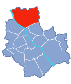Location of Białołęka within Warsaw