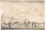 Miniatuur voor Bestand:Winter Landscape with Skaters and Horse-Drawn Sledges on the Ice, a Village Below MET DP800700.jpg