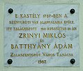 Zrínyi Miklós és Batthyány Ádám találkozásának emléktáblája; Batthyány-kastély; Zala utca 1.