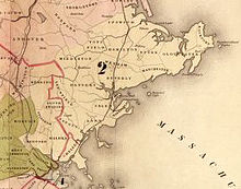 Detail of the district from 1843 to 1853. 1842 District 2 detail of Congressional Districts of Massachusetts map LC g3761f ct002131.jpg