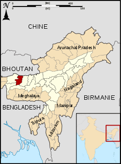 Bongaigaon district's location in Assam
