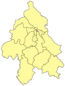 Locatie van de gemeente Vračar in Belgrado