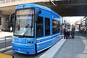 Flexity Classic, Spårväg City, i Stockholm som vagnen trafikerade tidigare på linjen.