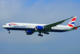 British airways Boeing 777-336ER is landing at Tokyo Narita Airport.