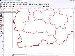 1) Nous nous proposons de faire une carte svg des cantons de l'Essonne, à partir d'un modèle non-svg (ici, le sud de l'Essonne, en rouge ; il n'est pas modifiable, c'est un format jpeg). Trouver le modèle sur internet, l'enregistrer, et faire glisser son icône dans la fenêtre d'inkscape.