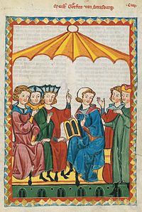 Mestari Gottfried von Straßburg (Codex Manesse, 1300-luvun ensimmäiseltä neljännekseltä.)