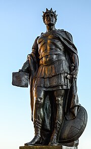 a retouched photo of a statue of Constantine