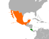 Location map for Costa Rica and Mexico.