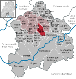 Läget för Dürbheim i Landkreis Tuttlingen