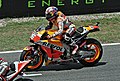 Dani Pedrosa, lining up at the starting grid with his Repsol Honda RC213V at the 2015 Spanish Grand Prix.