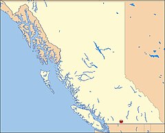 Location of Gibson Pass Ski Area in British Columbia
