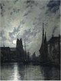 Canal in Dordrecht at moonlight