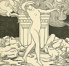 Adolfo de Carolis, Illustration représentant Phèdre pour l'acte II de la pièce Fedra de Gabriele D'Annunzio.