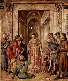Beato Angelico, San Lorenzo distribuisce le elemosine (1447-1448 circa), Cappella Niccolina Palazzi Apostolici Vaticani