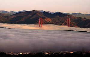 Dimma vid Golden Gate-bron, San Fransisco.