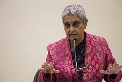 Indian philosopher and theorist Gayatri Spivak, seen here giving a speech at the Internationaler Kongress in Berlin Gayatri Chakravorty Spivak.jpg