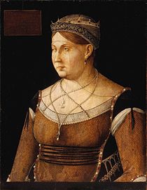 Cornaro Katalin ciprusi királynő portréja, Gentile Bellini festménye 1500 körül, Szépművészeti Múzeum