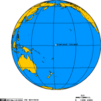 Острів Гауленд на карті Тихого океану (ортогональна проєкція)