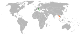 Mappa che indica l'ubicazione di Italia e Thailandia