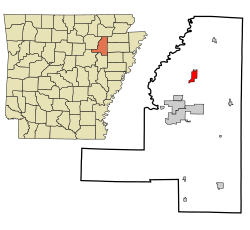 Location in Jackson County and the state of آرکانزاس