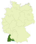 Lage von Südbaden innerhalb Deutschlands