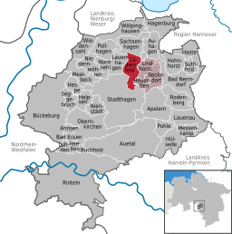 Läget för kommunen Lüdersfeld i Landkreis Schaumburg