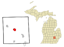 Livingston County Michigan Incorporated and Unincorporated areas Howell Highlighted.svg