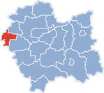 Localização do Condado de Oświęcim na Pequena Polónia.