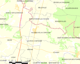 Mapa obce Villeneuve-la-Comtesse