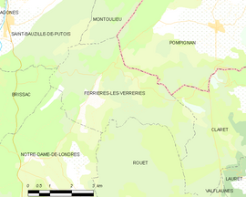 Mapa obce Ferrières-les-Verreries