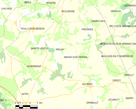 Mapa obce Annay-sur-Serein