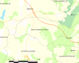Mapa obce Saint-Romain-le-Preux
