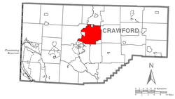 Location of Woodcock Township in Crawford County