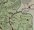 Miereja jako rzeka graniczna Rzeczypospolitej i Rosji. Fragment mapy Tobiasa Lottera z 1780