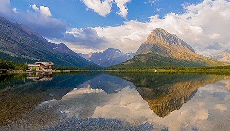 Lake with Many Glacier Hotel on the left