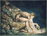 Картина «Ньютон» (1795) демонструє негативне ставлення Блейка до «однобічності» наукового матеріалізму: Ньютон пише на сувої, який ніби є проєкцією, що виходить з його голови[16].