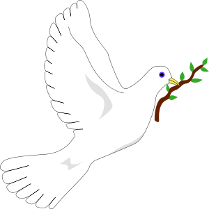 A dove carrying an olive branch.