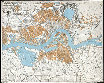 Das Stadtgebiet von Rotterdam 1940, im südlichen Teil entstand der Stadtbezirk Feijenoord