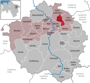 Poziția Römstedt pe harta districtului Uelzen