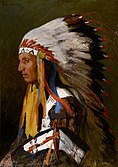 Indian Chief, c. 1890s oil on canvas by Richard Lorenz