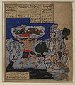 Сцена от Шах-наме: Акван Див хвърля спящия Рустам в морето.
